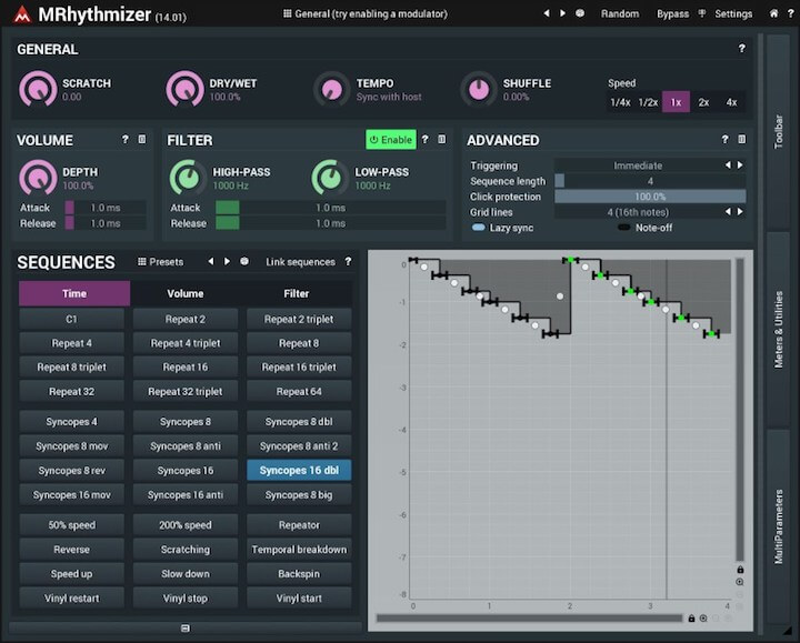 MeldaProduction「MRhythmizer」の操作画面