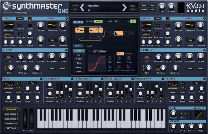 KV331 Audio「SynthMaster One」の操作画面