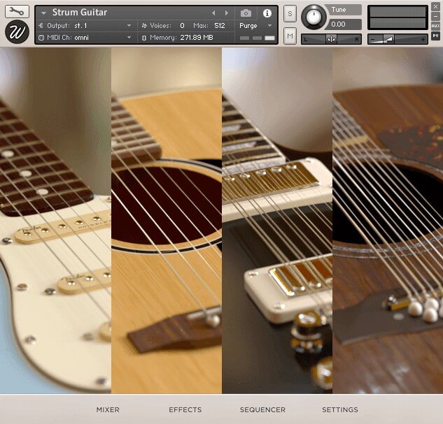 Wavesfactory Strum_Guitar7の楽器設定画面
