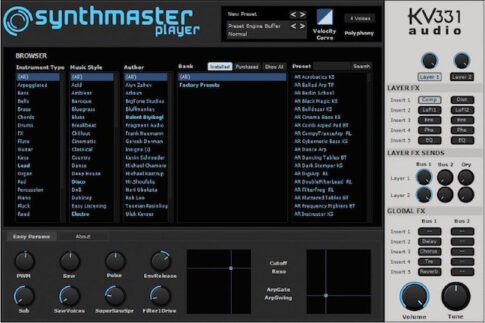 KV331「Synthmaster Player」の操作画面
