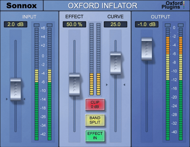 Sonnox「Oxford Inflator」の操作画面