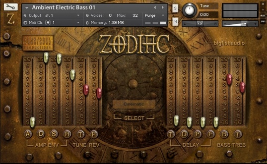 Big Fish Audio「Zodiac」の操作画面
