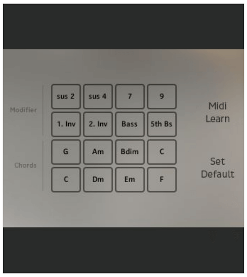 e-instruments Session Keys Grand Yのスマートコード機能画面