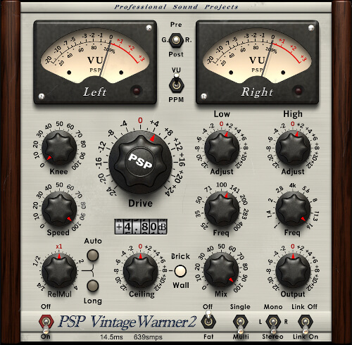 PSP Audioware VintageWarmer 2のインターフェース画像
