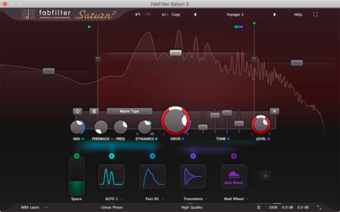 FabFilter Saturn2の操作画面