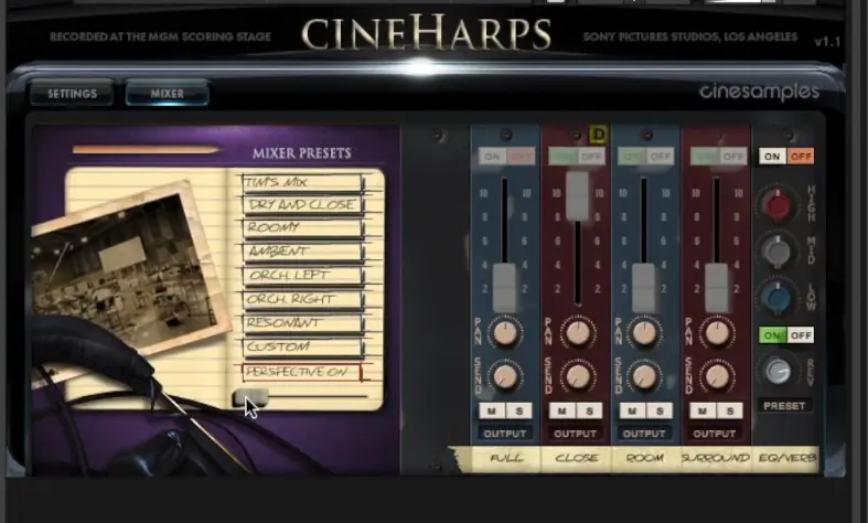 cineharps mixer画面