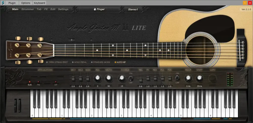 Ample Guitar M Lite II Mainパネル
