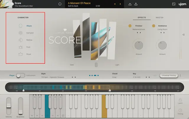 Virtual Pianist SCOREの操作画面