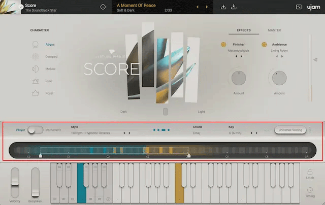 Virtual Pianist SCOREの操作画面