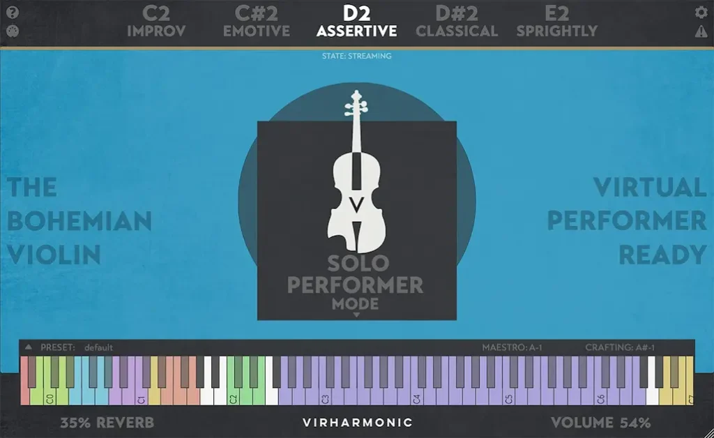 VIRHARMONIC Bohemian Violinの操作画面