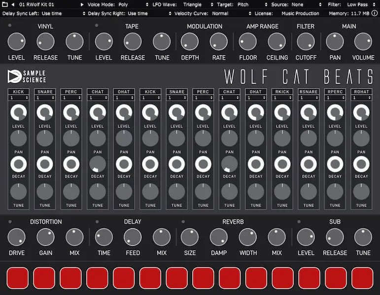 SampleScience Wolf Cat Beatsの操作画面