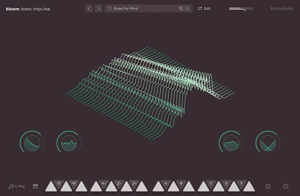 Excite Audio「Bloom Bass Impulse」のメイン操作画面
