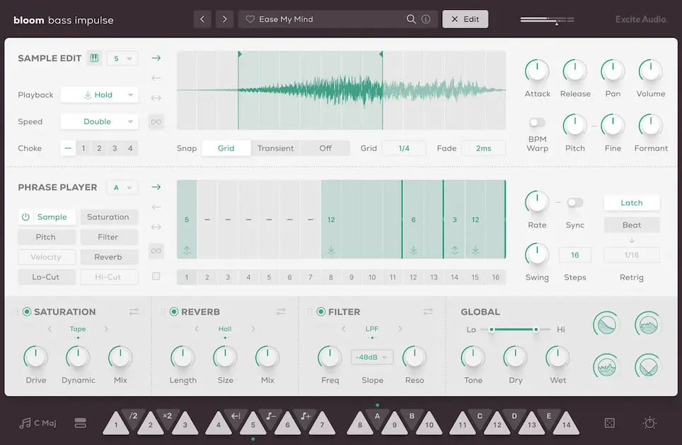 Excite Audio「Bloom Bass Impulse」の編集画面