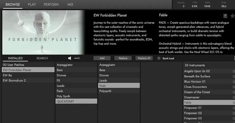 EastWest-Forbidden-Planetプリセット